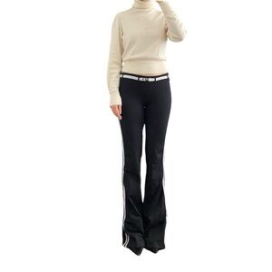 Vintage Bebe Sport Belted Black Flared Leggings Size S